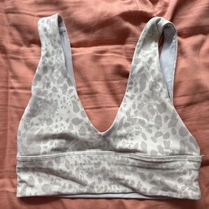lululemon athletica White & Light Gray Leopard V-Neck Sports Bra